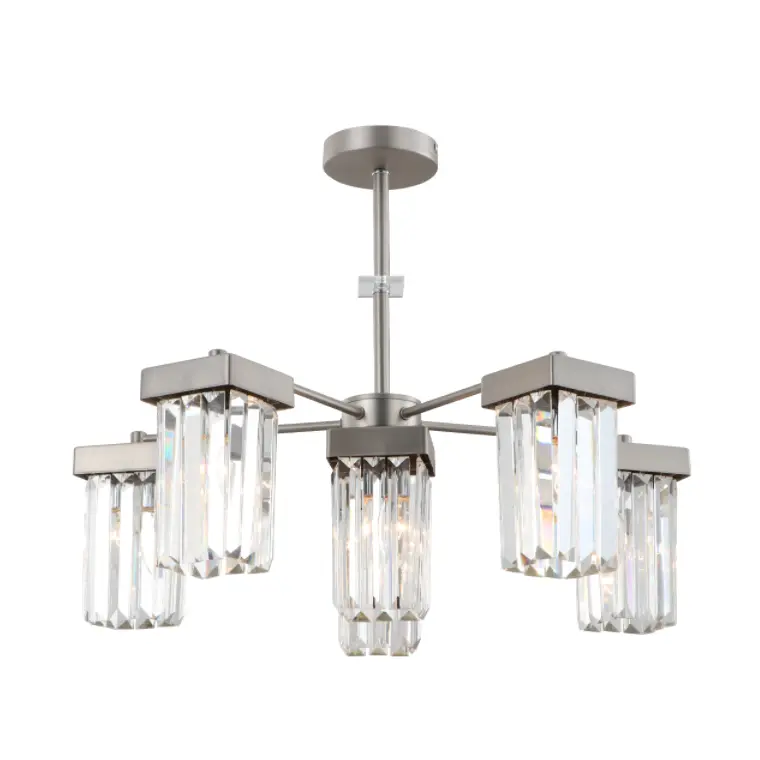 6-Licht-Nickel Modern K9 Kristallendedecke Krorenleuchter