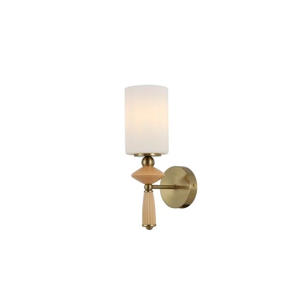 Wandleuchte aus Messing mit Opalglasschirm