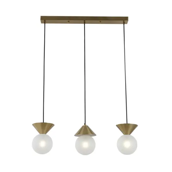 Lineare 3-Lights-Anhängerlampe mit gebürstetem Messing