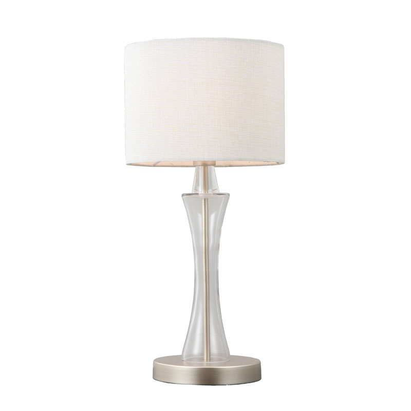 Zeitgenössische cremeweiße Textil-Tischlampe
