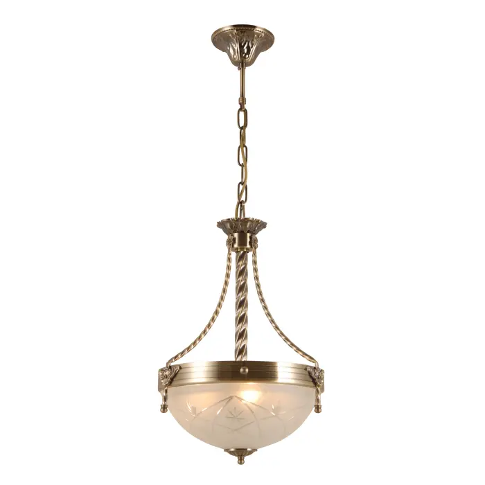 Kupfergeschnitzter Glas Retro-Kronleuchter