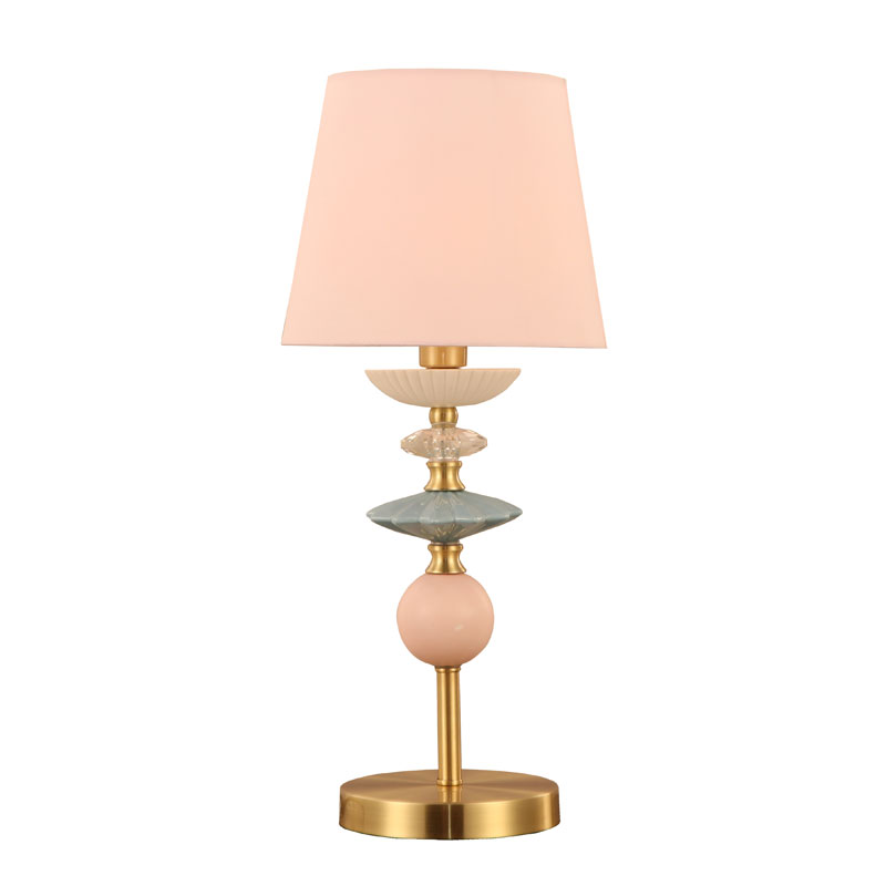 Tischlampe aus Keramik mit Trommelschirm