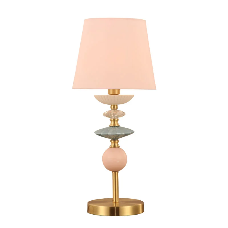 Tischlampe aus Keramik mit Trommelschirm