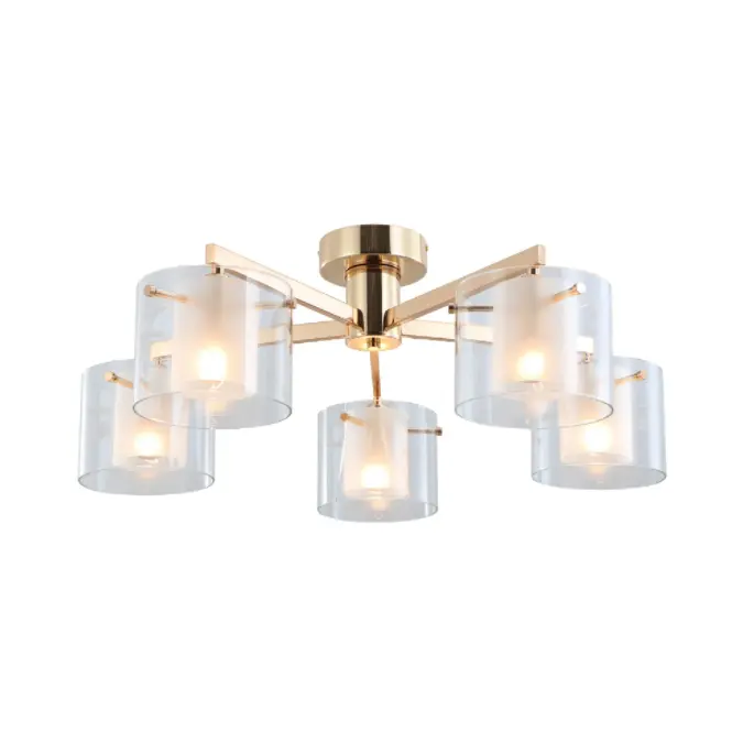 Goldene Dualgläser 5-Lights Flush Mount Deckenlampe
