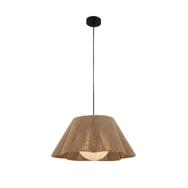 Hanfseil und Glasschatten -Anhängerlampe