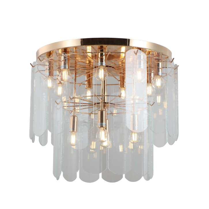 Luxus zweisträger Gold Flush Mount Kronleuchter