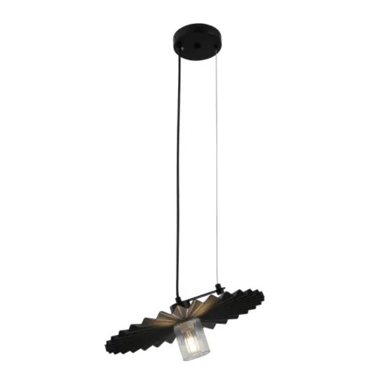 Minimalistische schwarze Pendellampe mit Faltenschatten