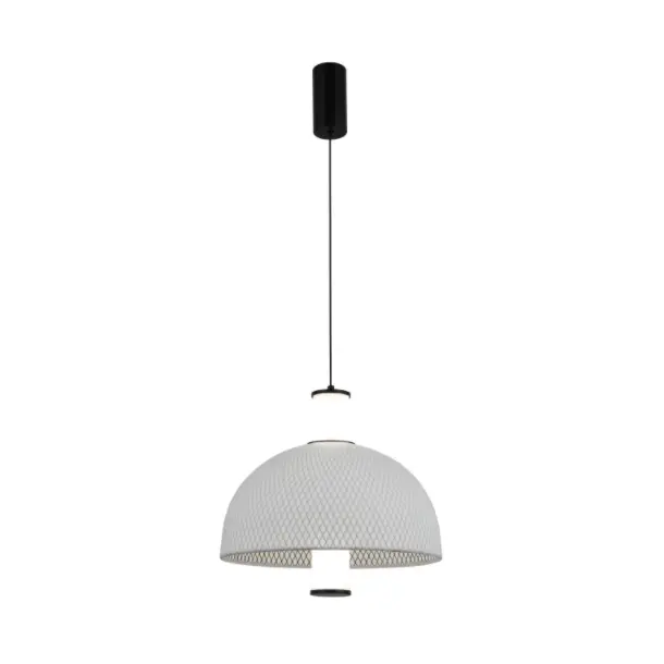 Minimalistische LED-Pendelleuchte aus Seidengeflecht