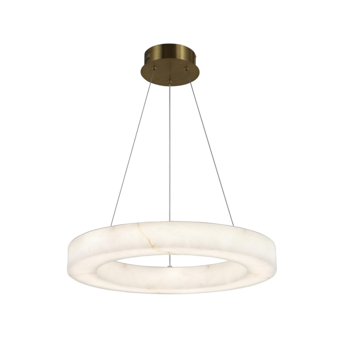 Moderne Alabaster-Ring-LED-Pendelleuchte