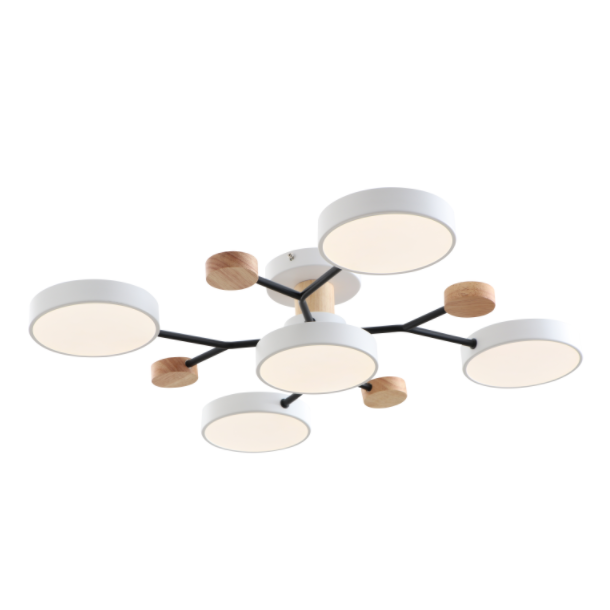 Moderne LED -Deckenlampe mit Holzakzent