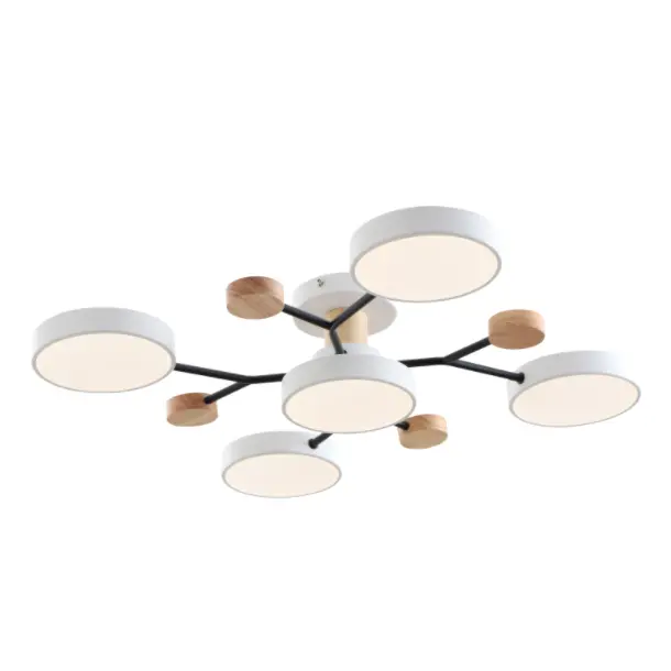 Moderne LED -Deckenlampe mit Holzakzent