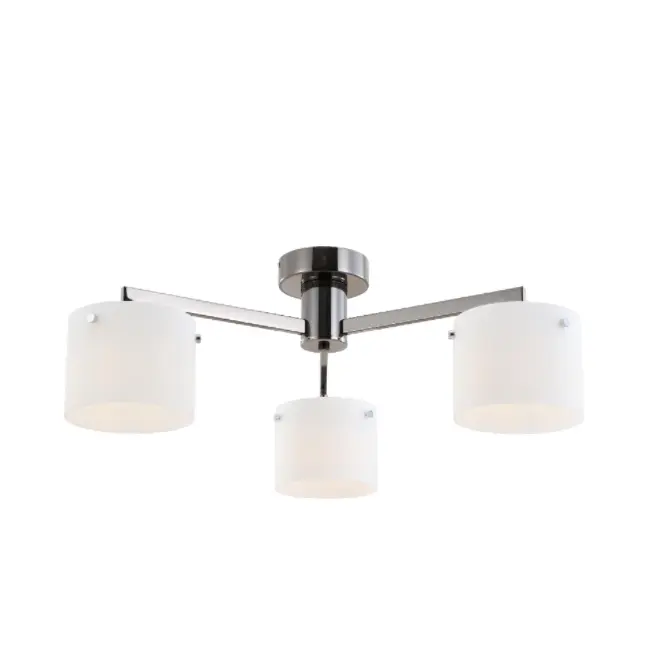 Drei Leichter schwarze Chrom weiße Glas Deckenlampe